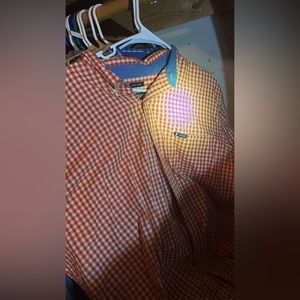 Chaps, used like new red checkered dress shirt